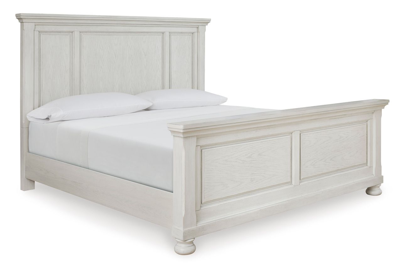 Robbinsdale King Panel Storage Bed In Antique White B742B25