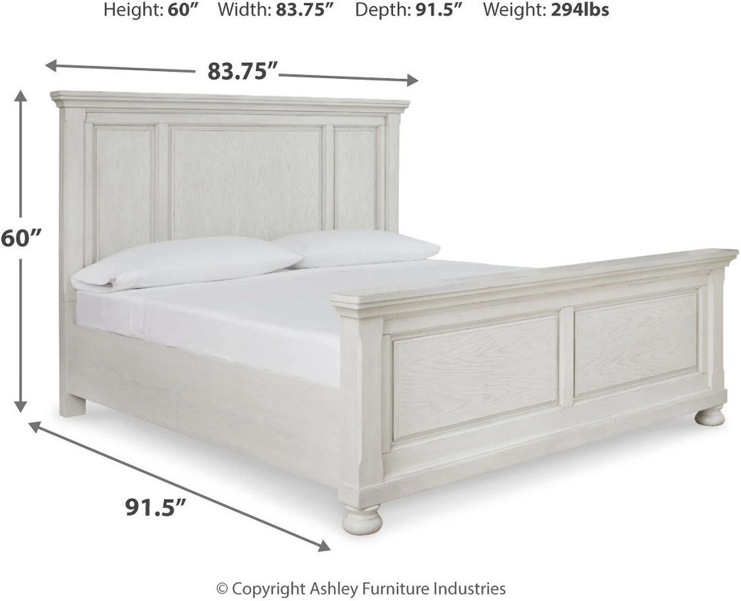 Robbinsdale Antique White King Panel Bed B742B6