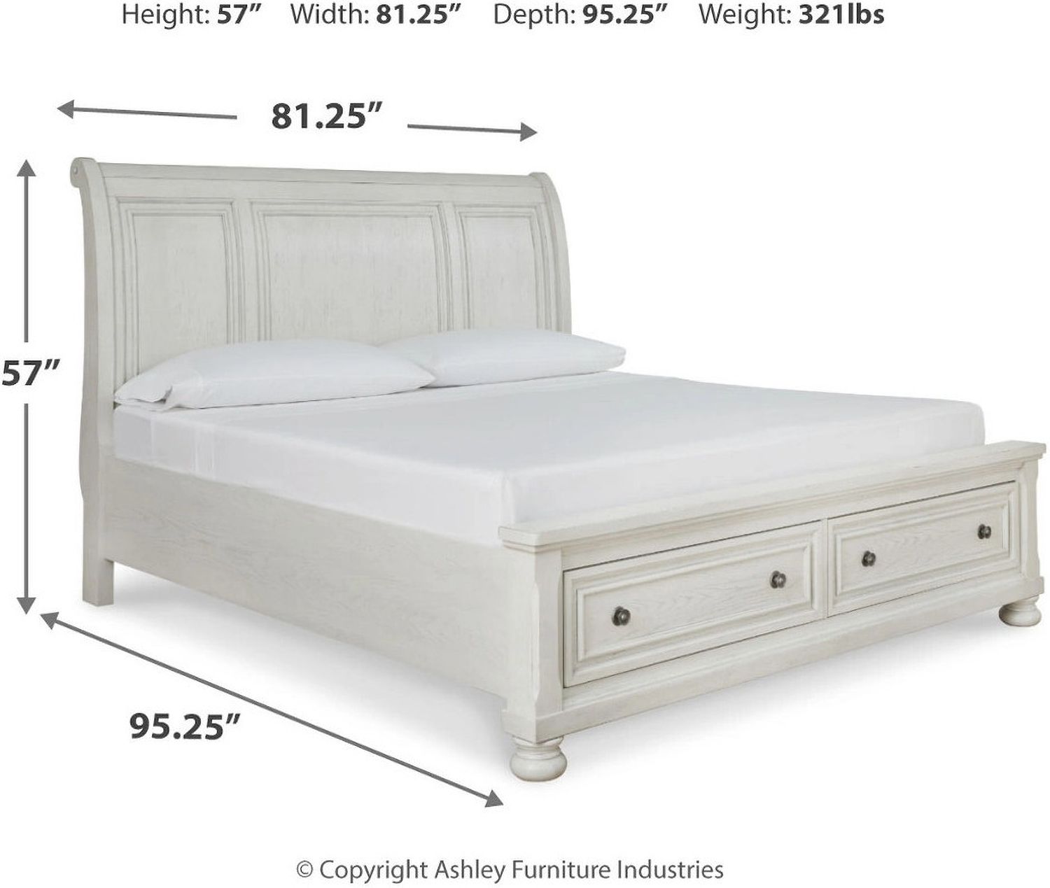 Robbinsdale Antique White King Sleigh Storage Bed B742B8