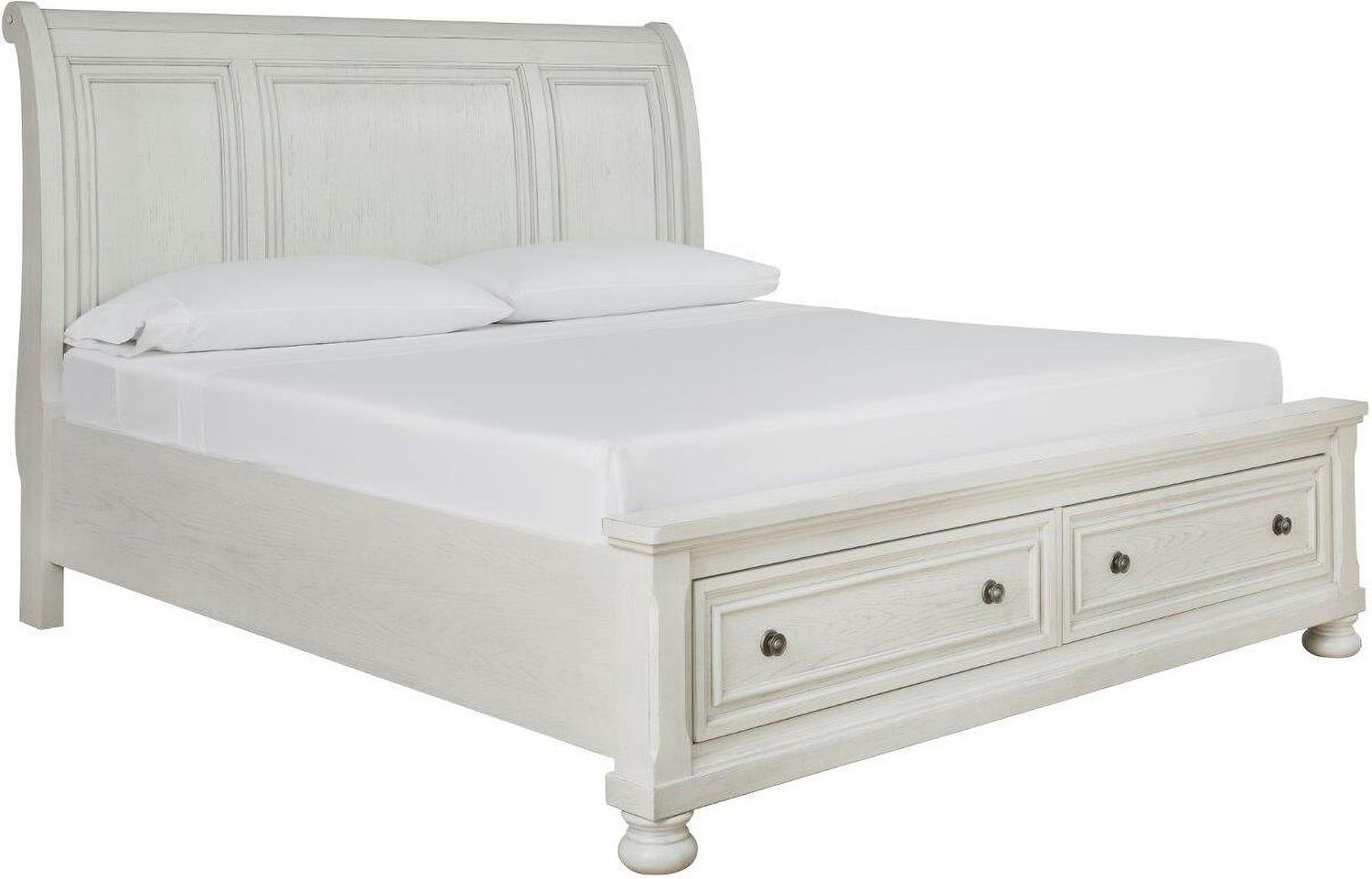 Robbinsdale Antique White California King Sleigh Storage Bed B742B9