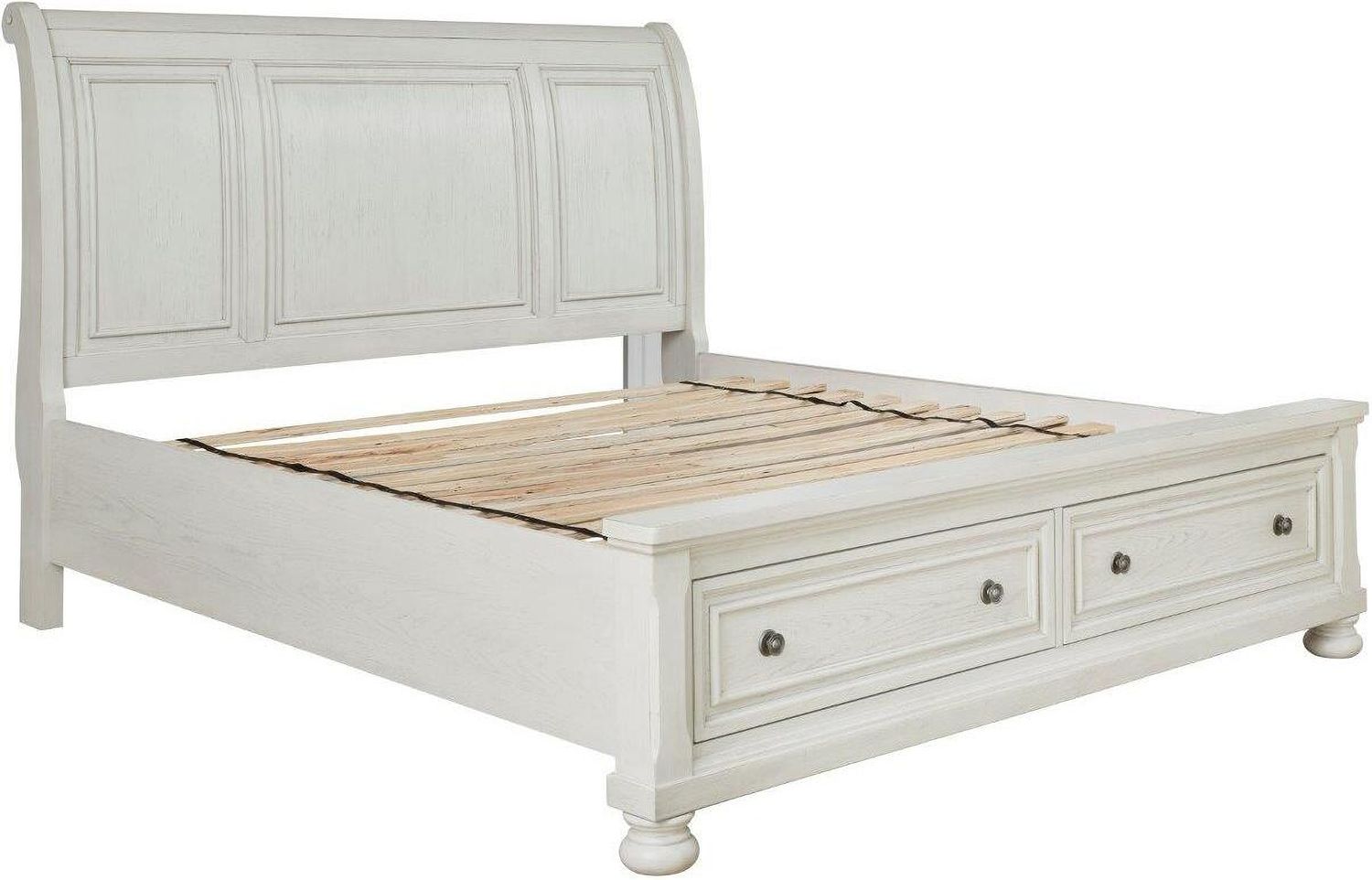 Robbinsdale Antique White California King Sleigh Storage Bed B742B9
