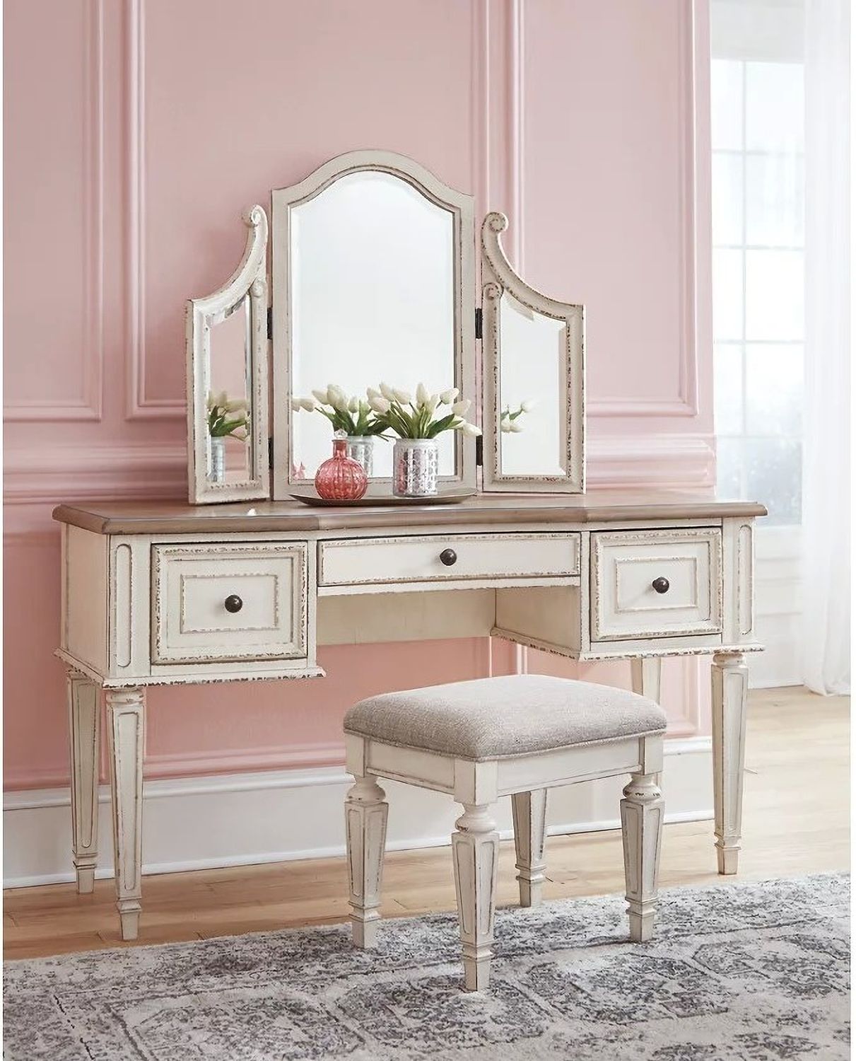 Realyn Two Tone 3 Piece Vanity B74322