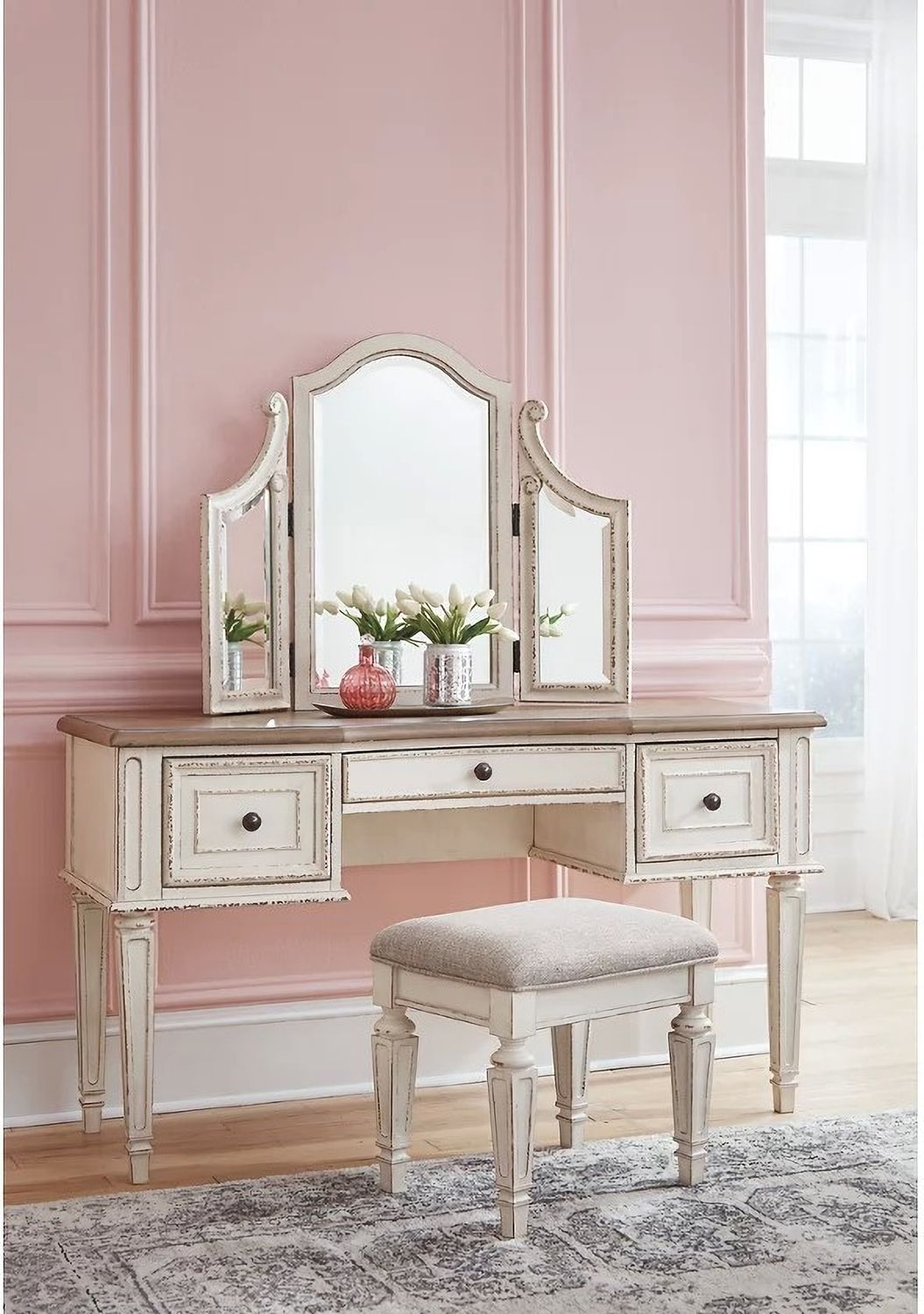 Realyn Two Tone 3 Piece Vanity B74322