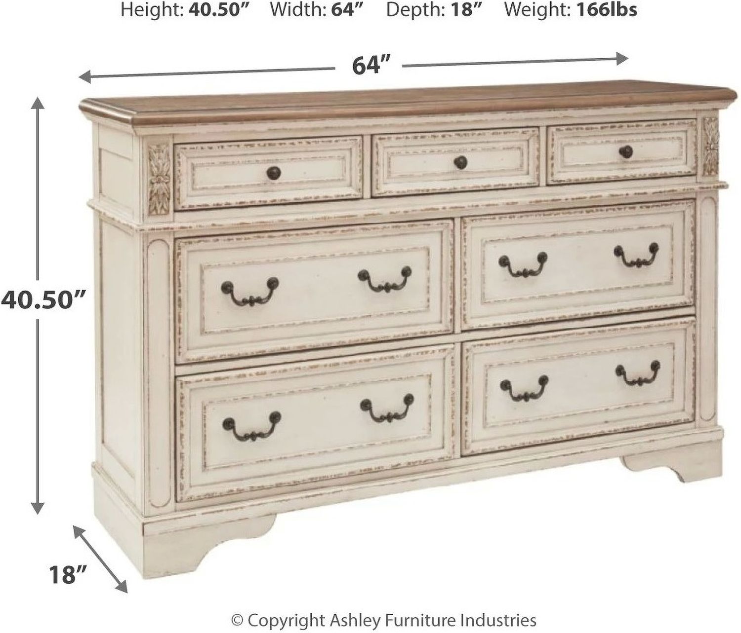 Realyn Two Tone 7 Drawer Dresser B74331