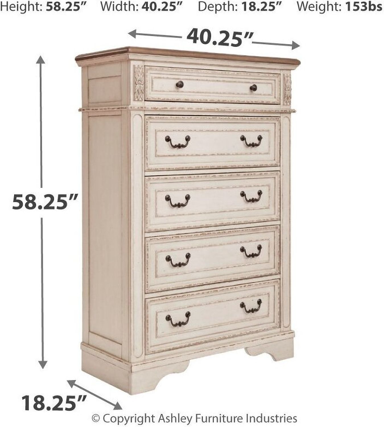 Realyn Two Tone 5 Drawer Chest B74346