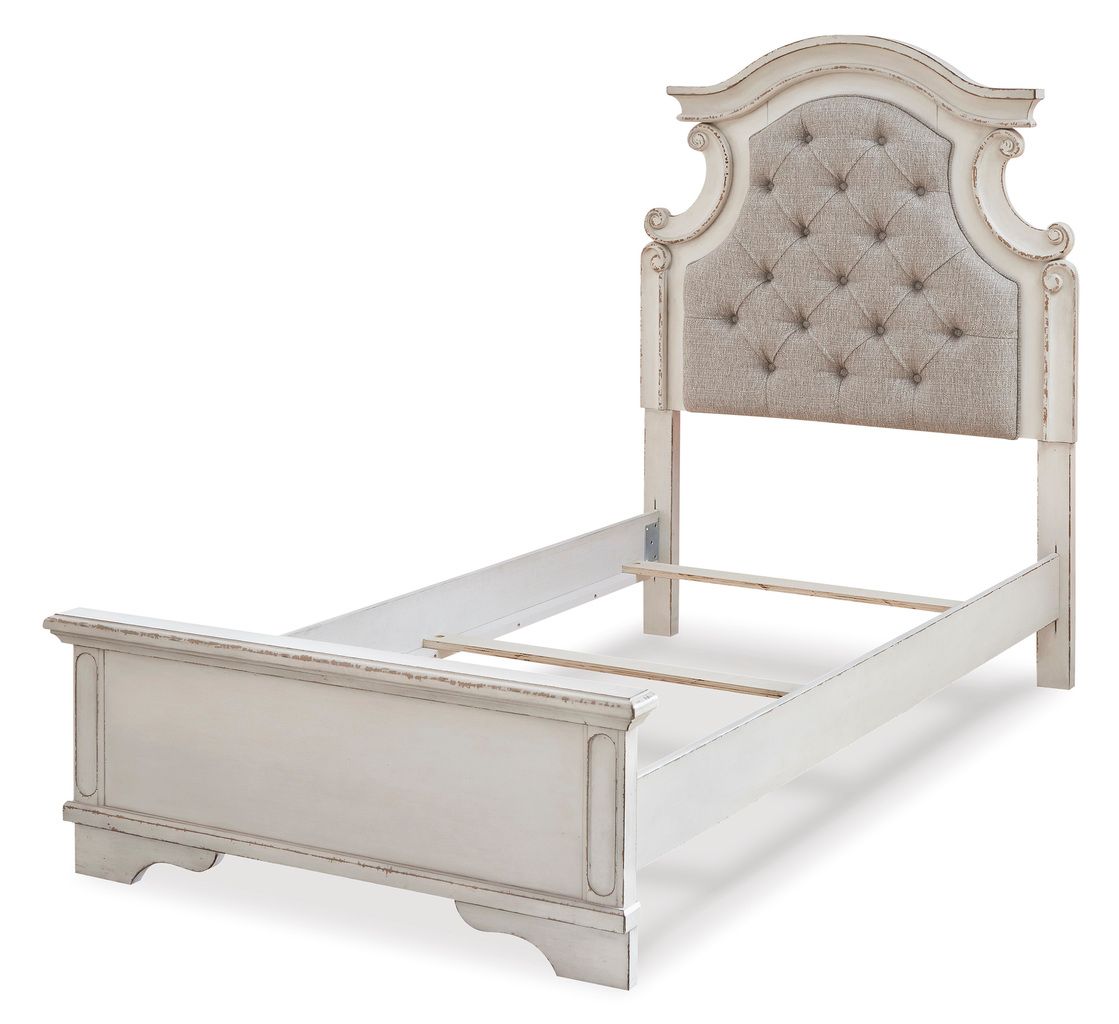 Realyn Chipped White Twin Upholstered Panel Headboard Only B74353