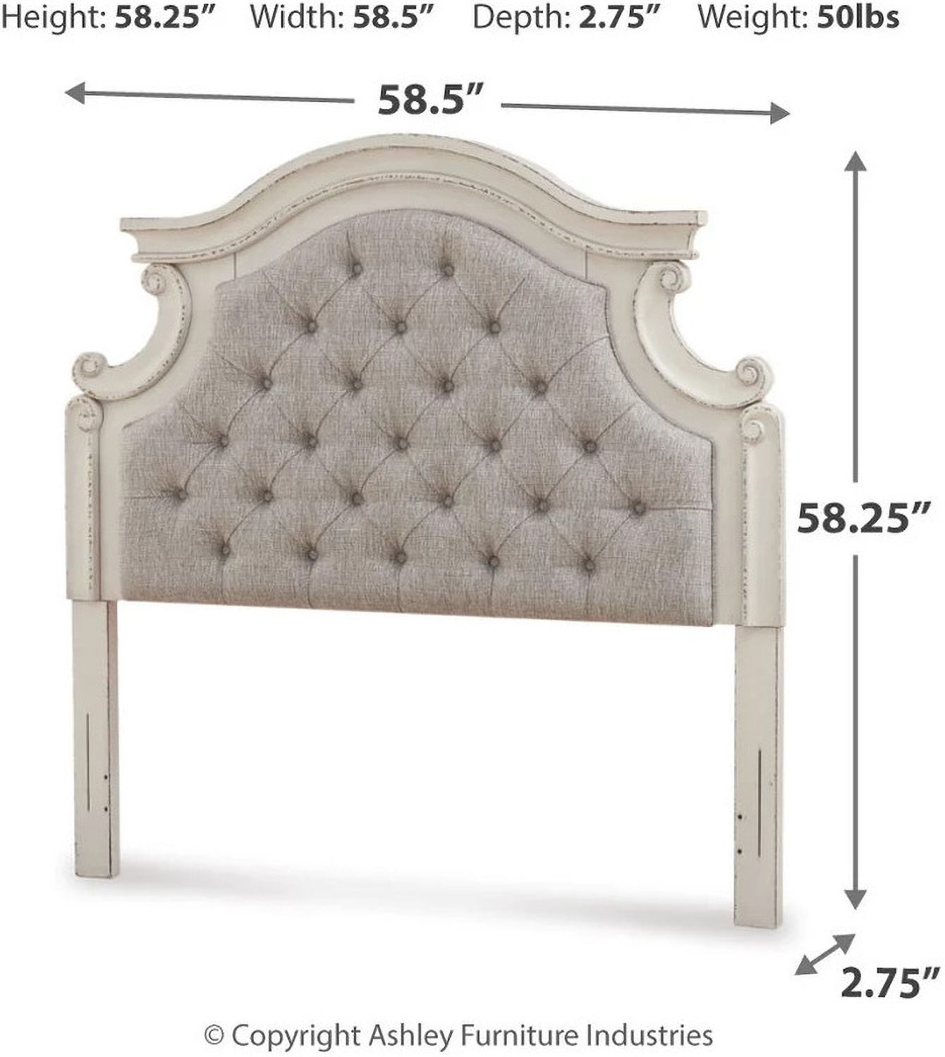 Realyn Chipped White Full Upholstered Panel Headboard Only B74387