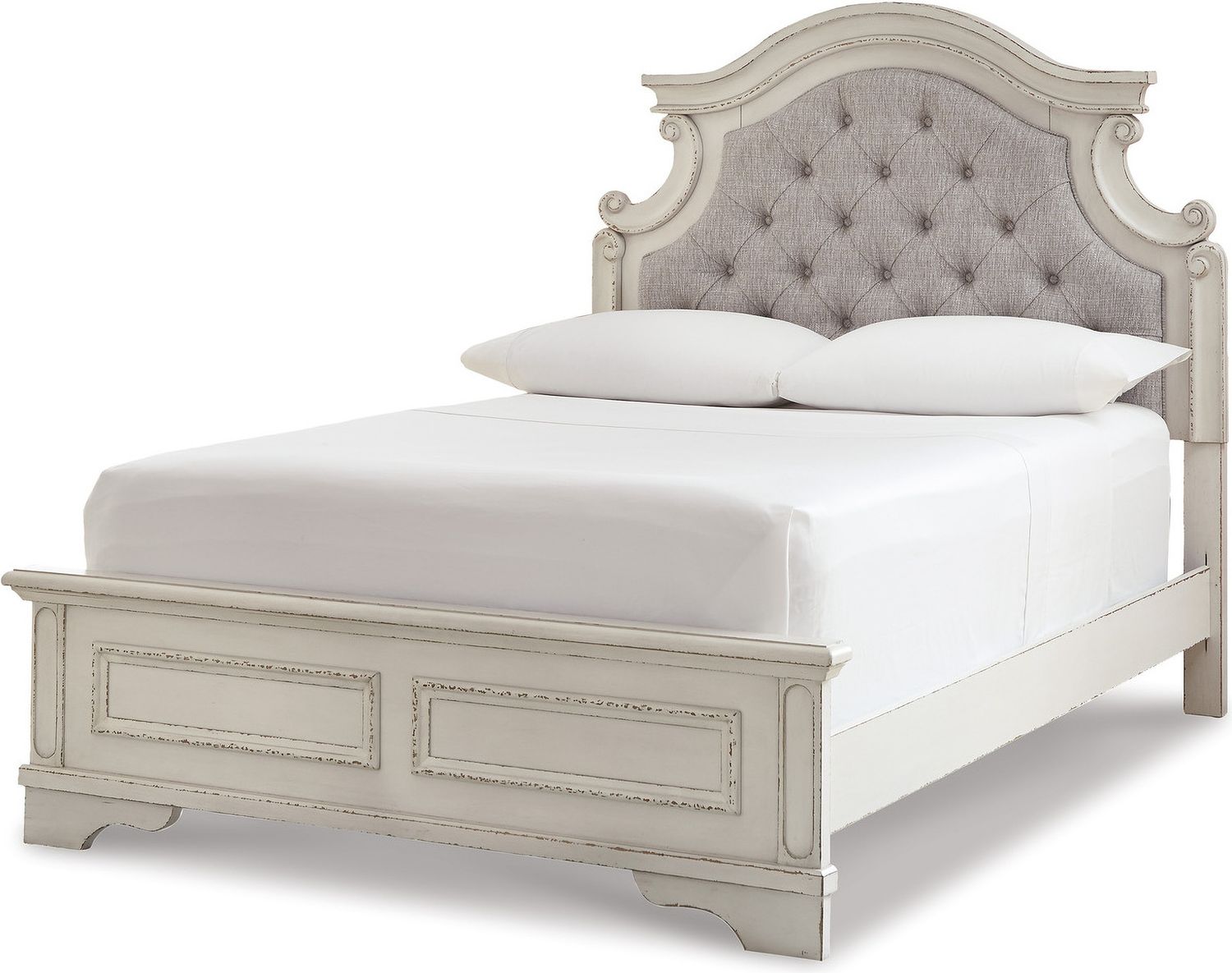 Realyn Chipped White Full Upholstered Panel Headboard Only B74387
