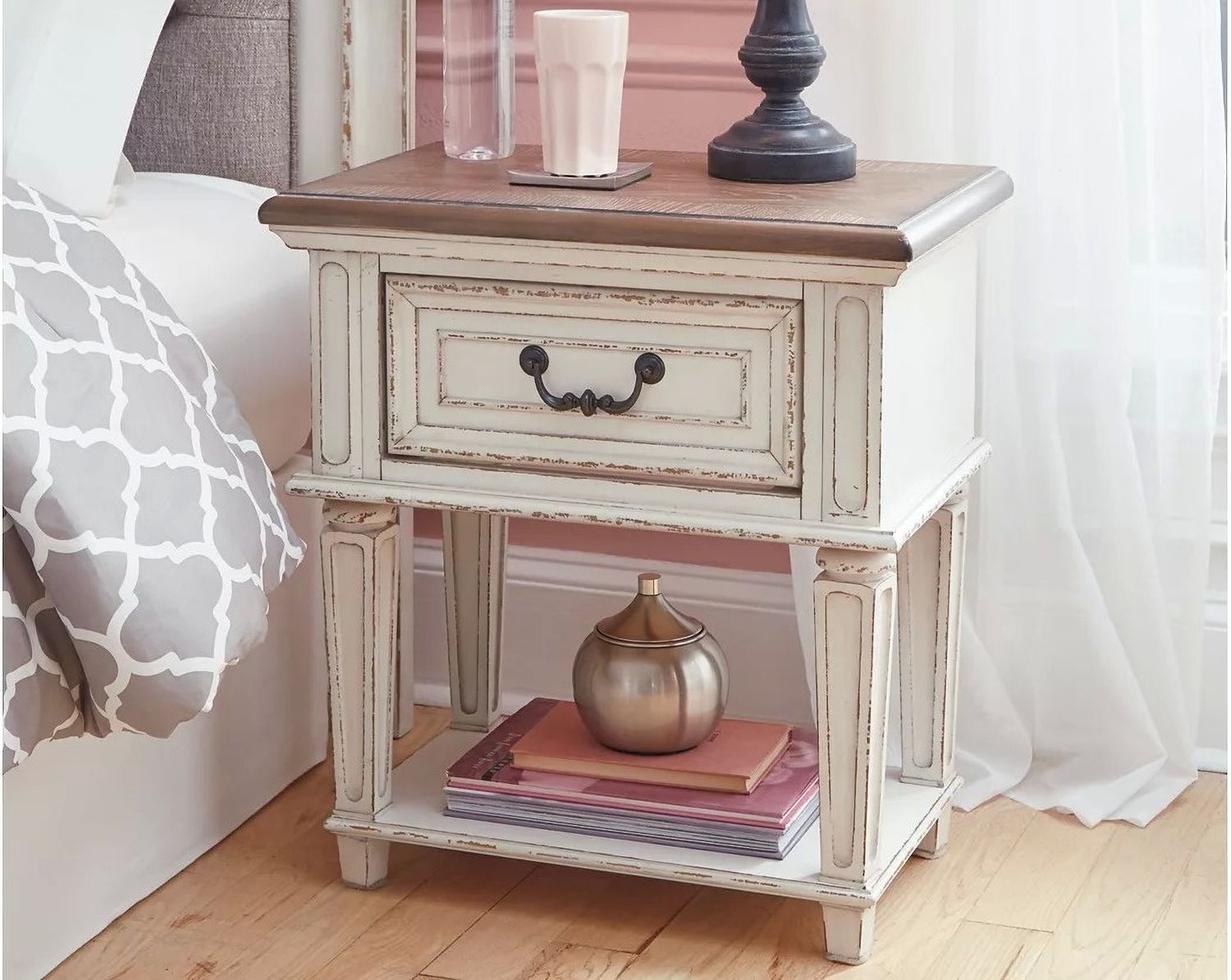 Realyn Two Tone 1 Drawer Nightstand B74391