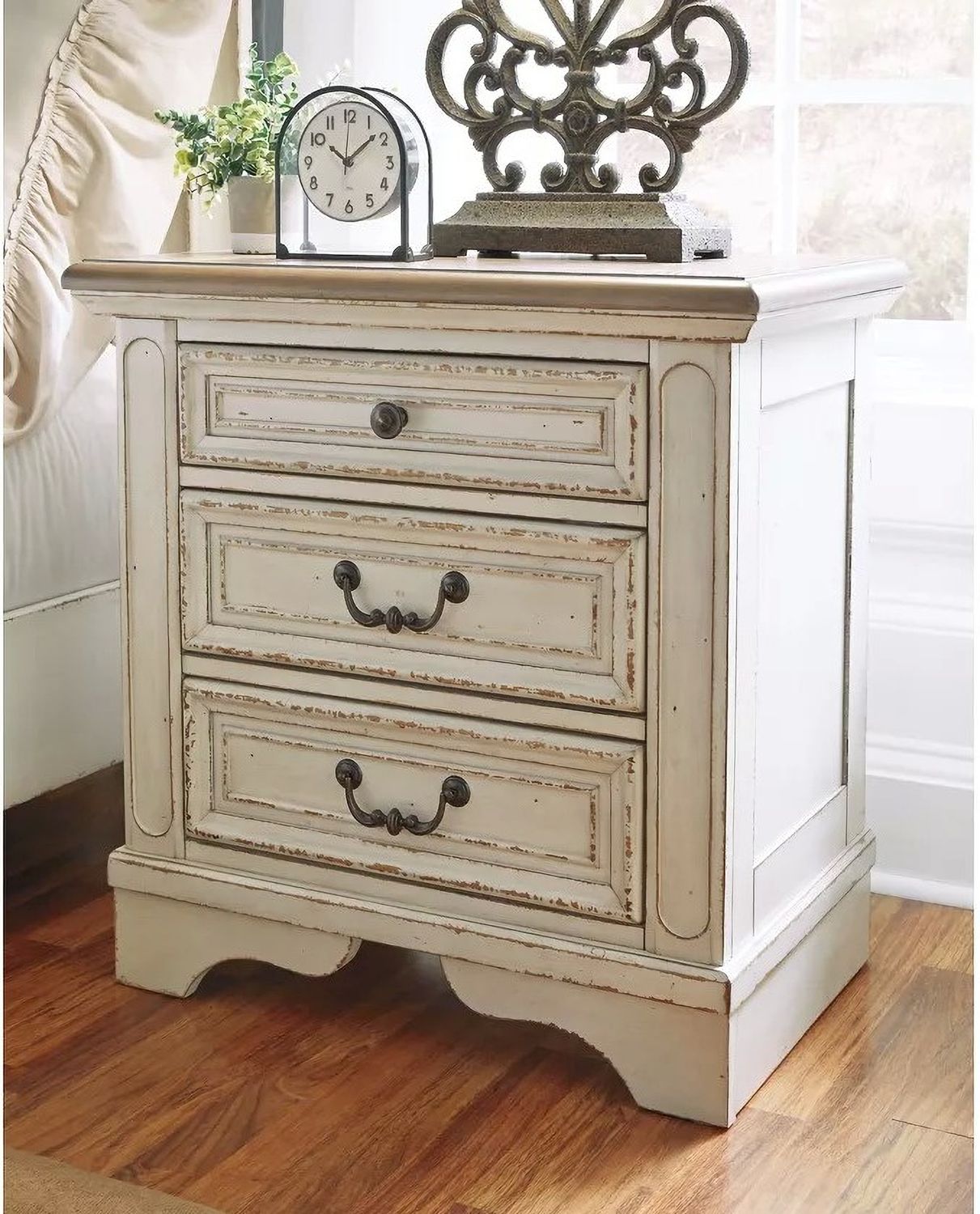Realyn Two Tone 3 Drawer Nightstand B74393