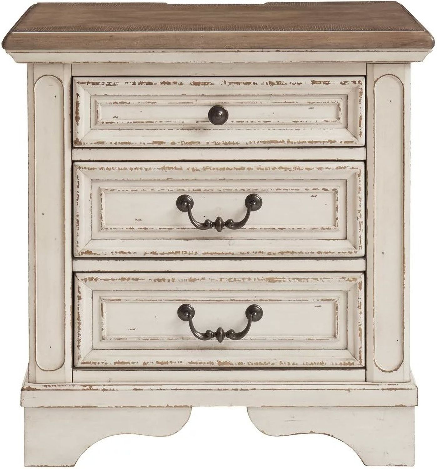 Realyn Two Tone 3 Drawer Nightstand B74393