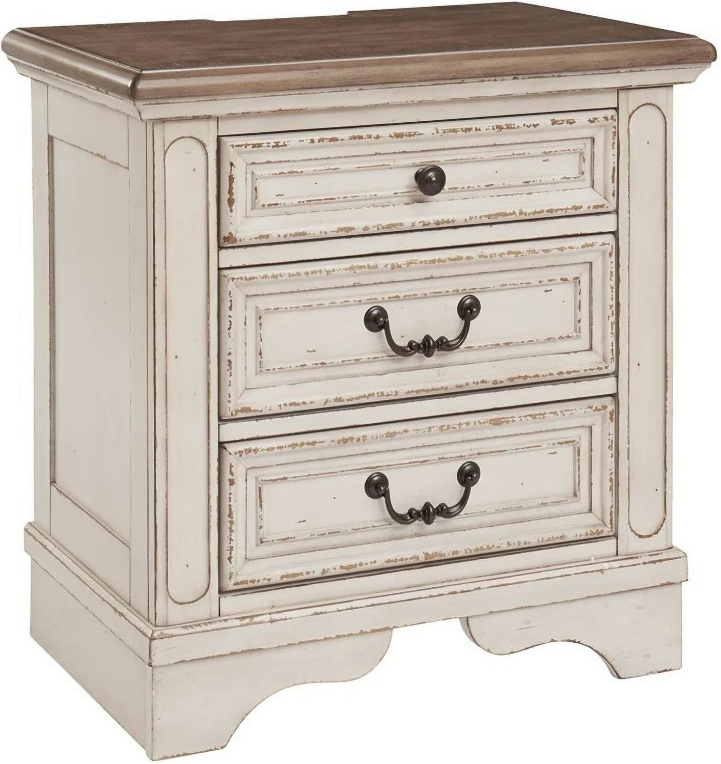 Realyn Two Tone 3 Drawer Nightstand B74393