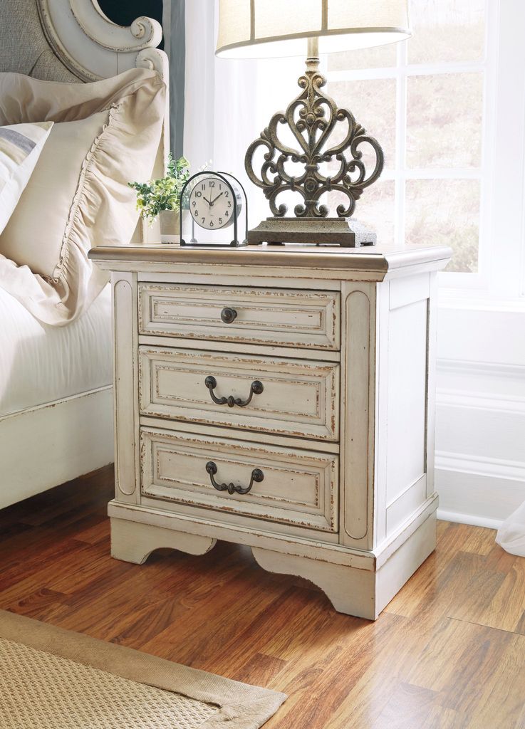 Realyn Two Tone 3 Drawer Nightstand B74393