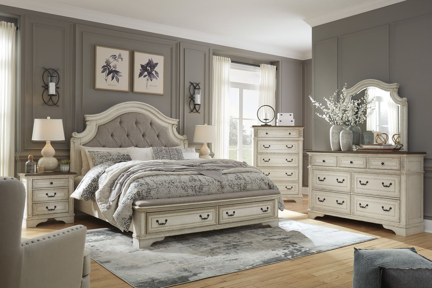 Realyn Two Tone 3 Drawer Nightstand B74393
