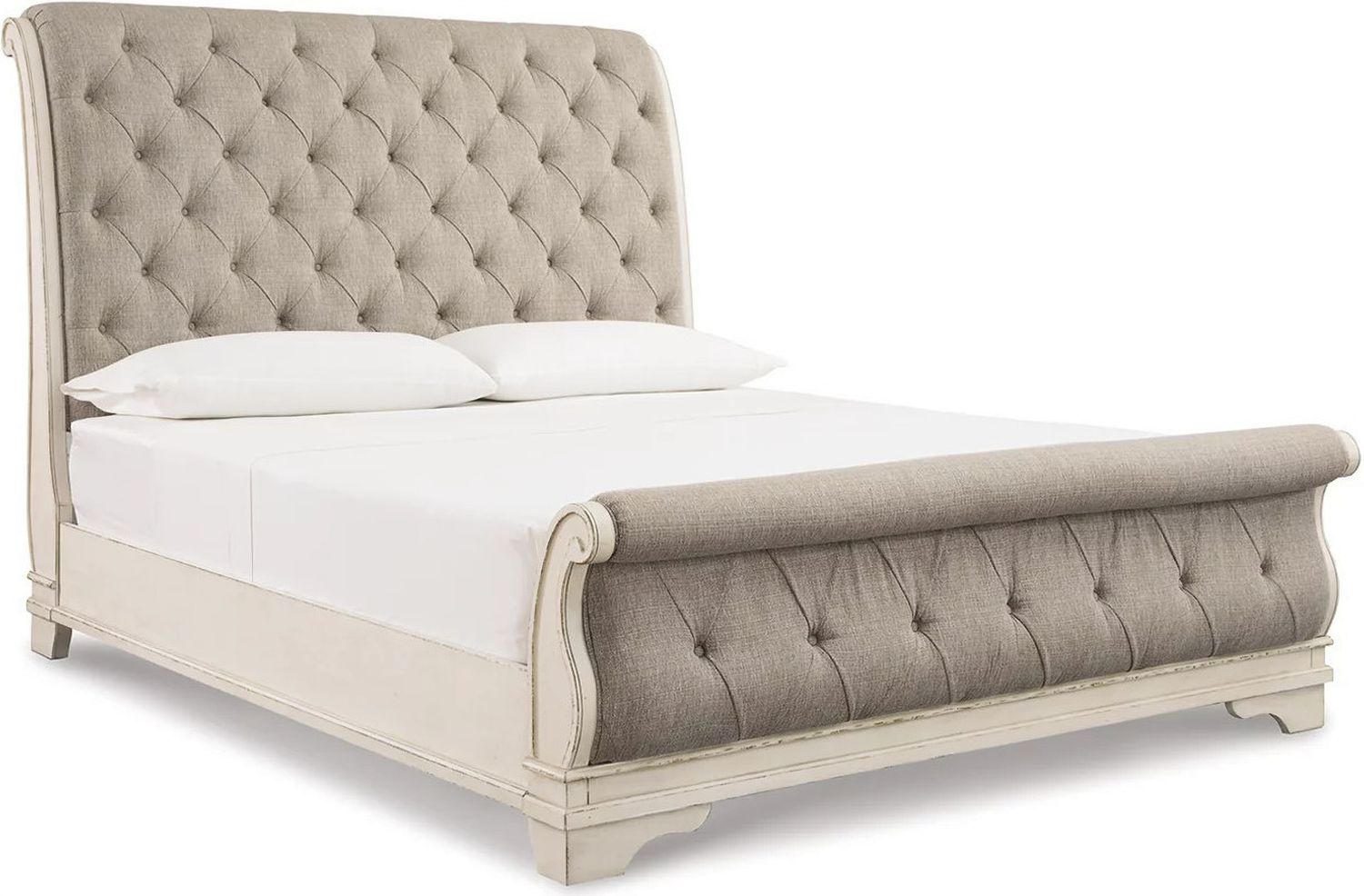 Realyn California King Sleigh Bed In Chipped White B743B10