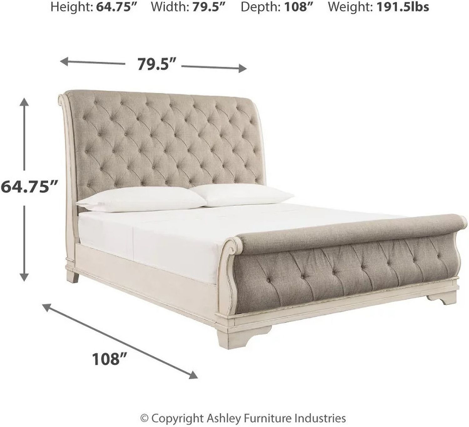 Realyn California King Sleigh Bed In Chipped White B743B10