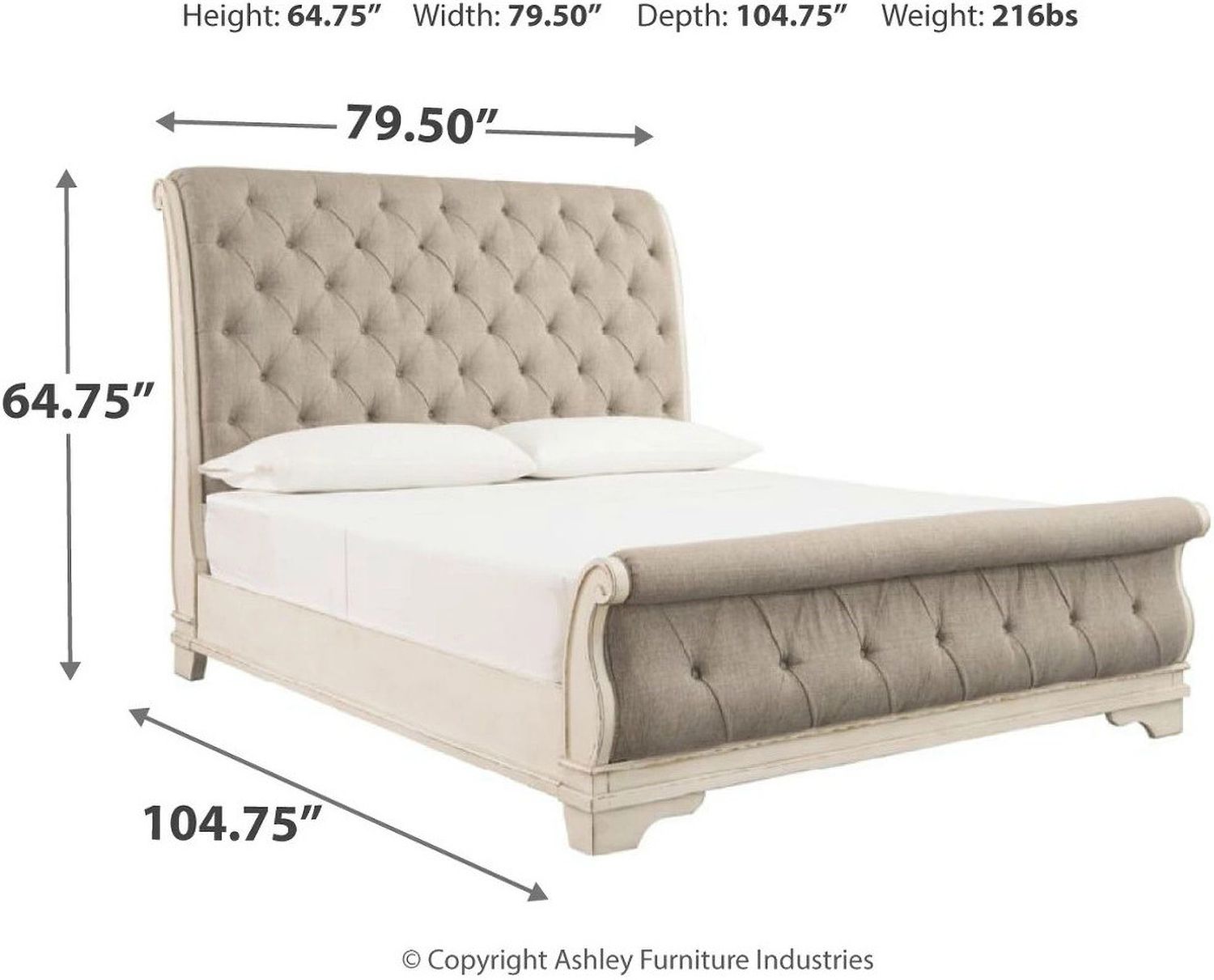Realyn King Sleigh Bed In Chipped White B743B11