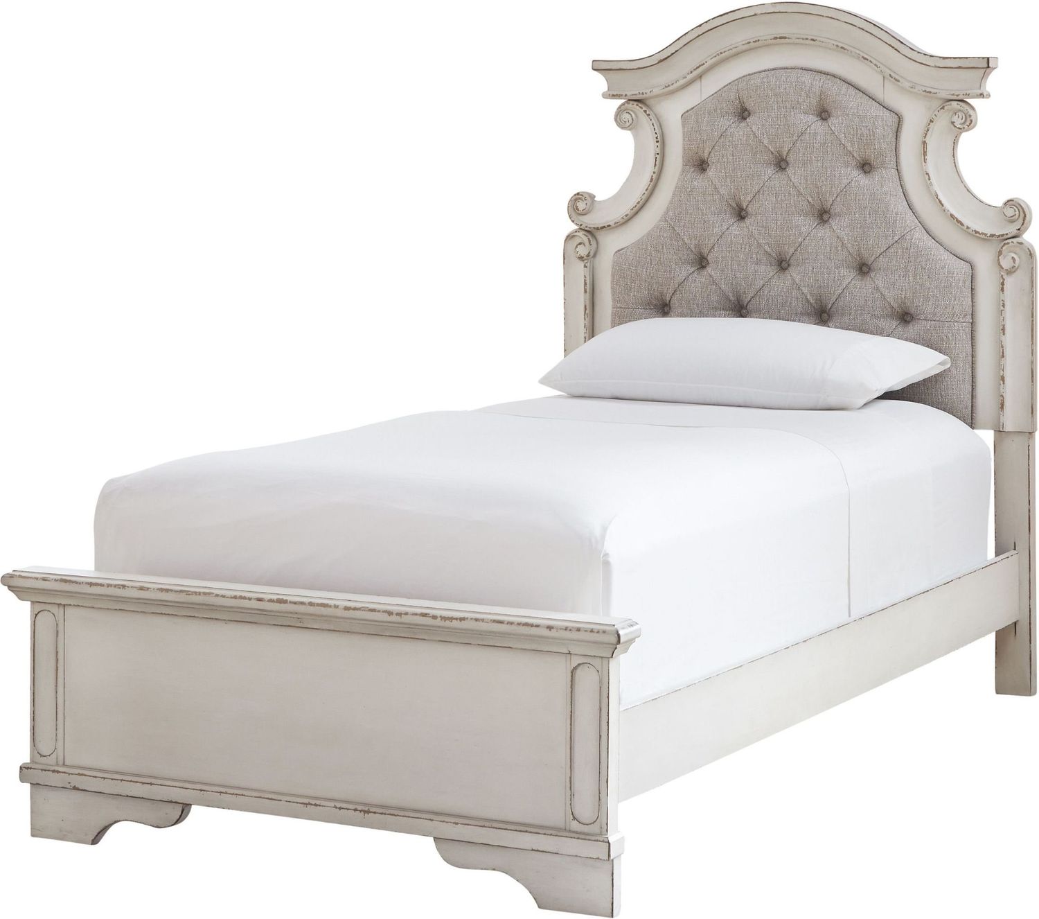 Realyn Two Tone Twin Upholstered Panel Bed B743B13