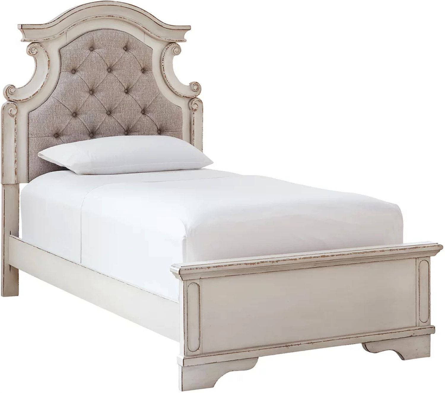 Realyn Two Tone Twin Upholstered Panel Bed B743B13