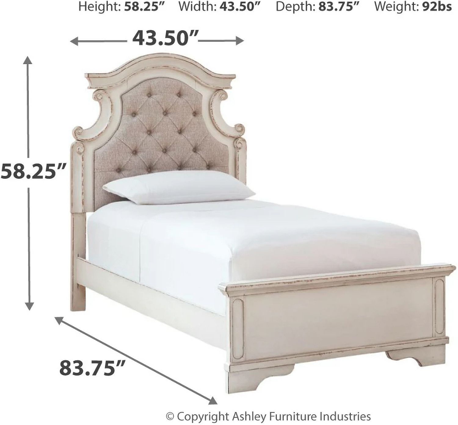 Realyn Two Tone Twin Upholstered Panel Bed B743B13