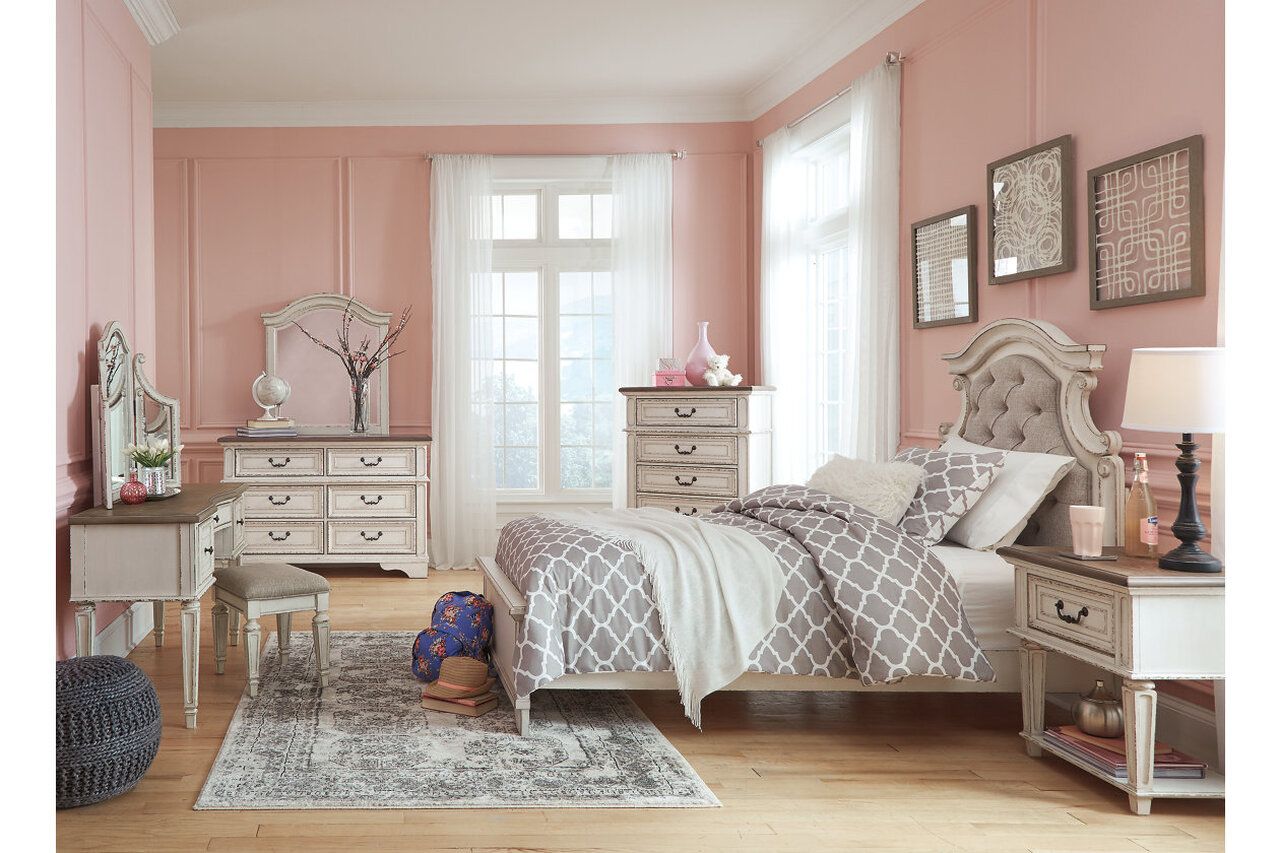 Realyn Two Tone Twin Upholstered Panel Bed B743B13