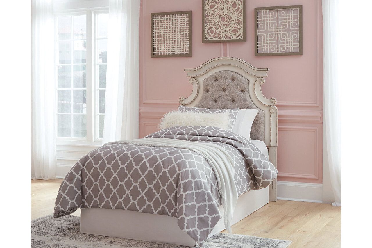 Realyn Two Tone Twin Upholstered Panel Bed B743B13