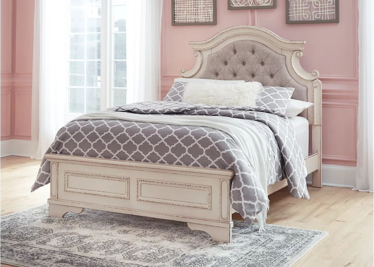 Realyn Two Tone Full Upholstered Panel Bed B743B14