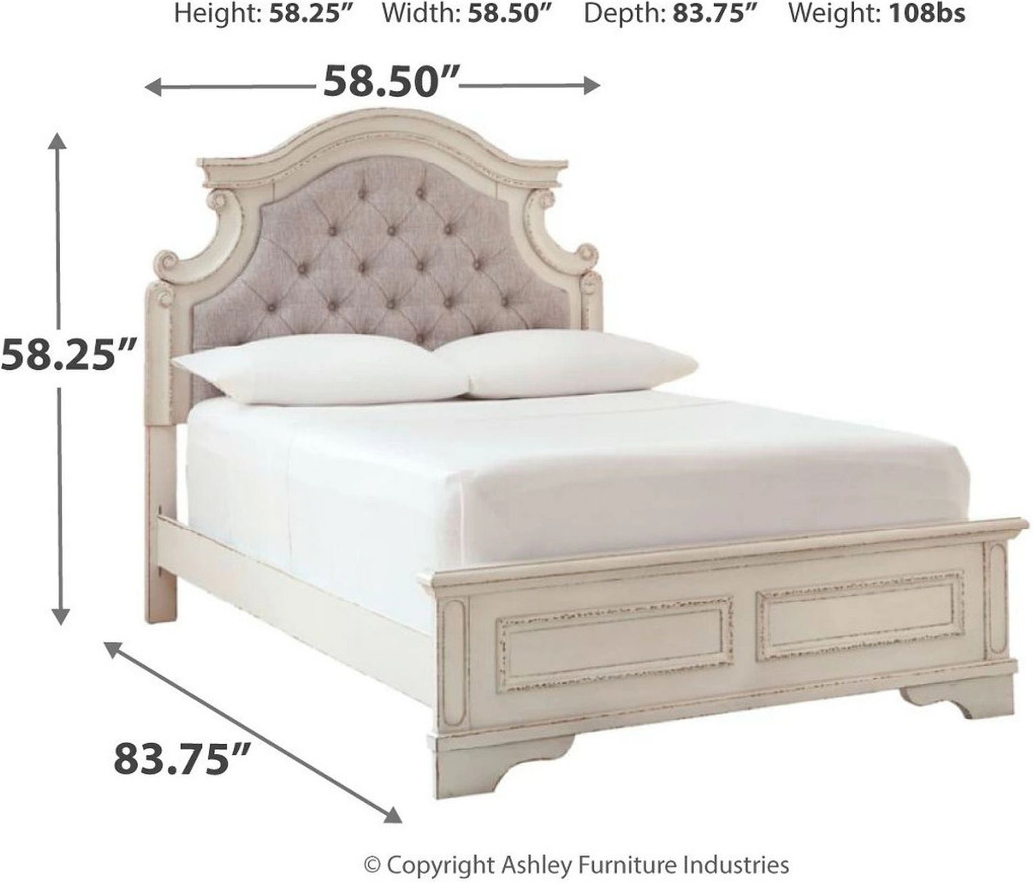 Realyn Two Tone Full Upholstered Panel Bed B743B14