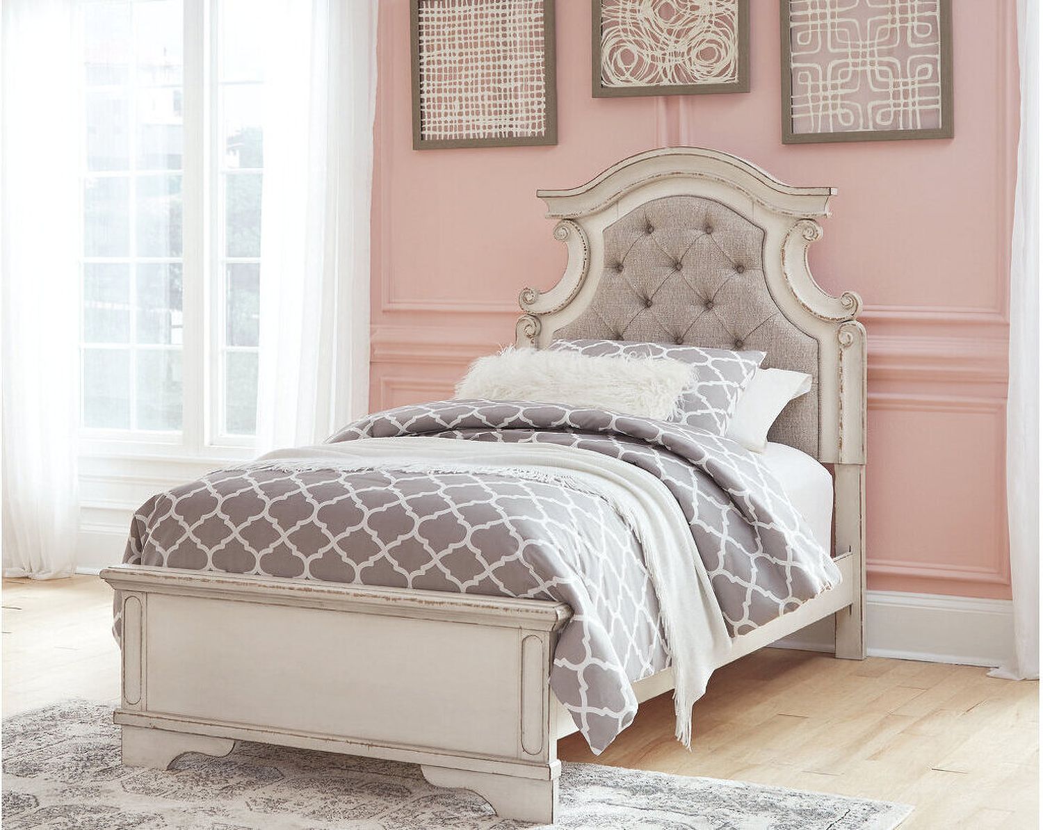 Realyn Two Tone Full Upholstered Panel Bed B743B14