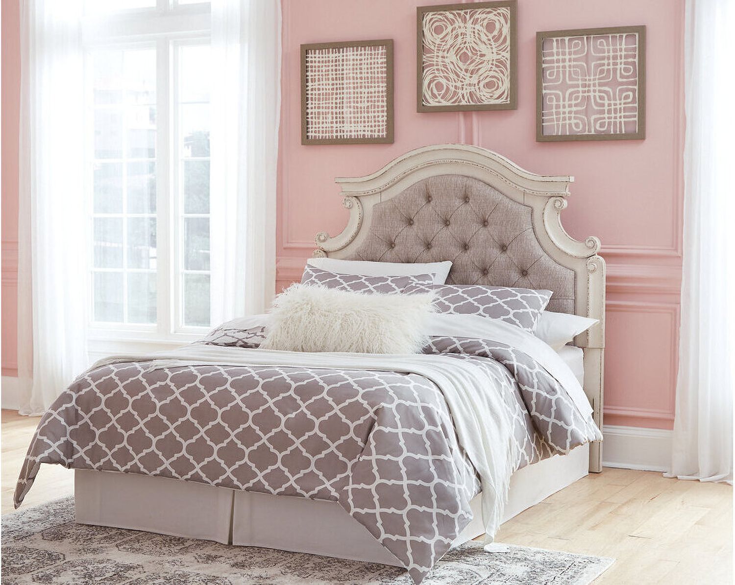 Realyn Two Tone Full Upholstered Panel Bed B743B14