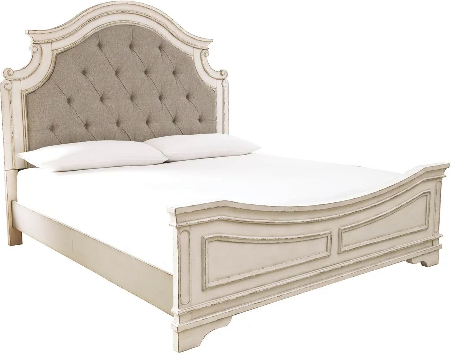 Realyn Two Tone Queen Upholstered Panel Bed B743B2