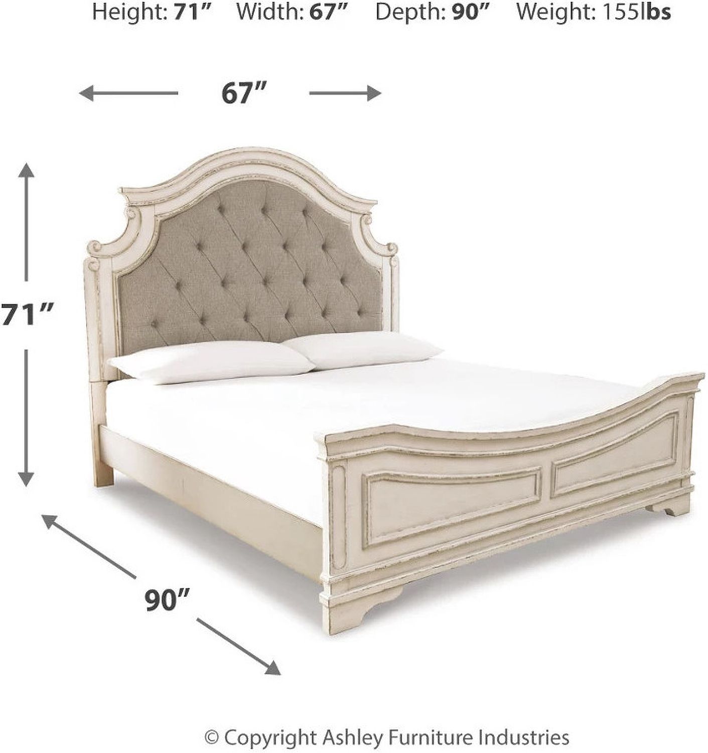 Realyn Two Tone Queen Upholstered Panel Bed B743B2