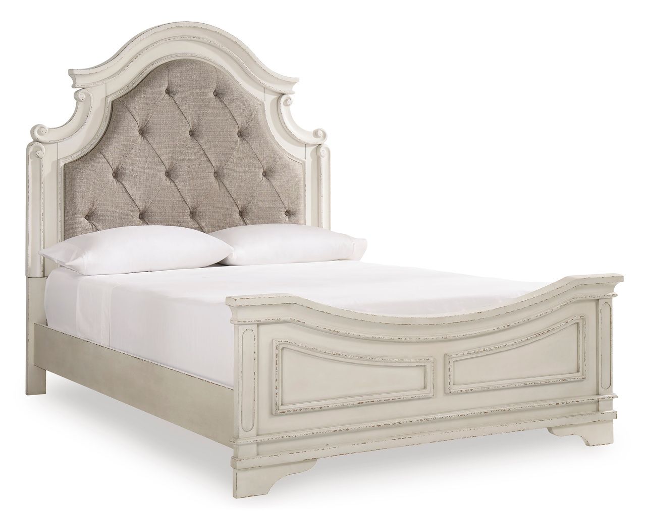 Realyn Two Tone Queen Upholstered Panel Bed B743B2