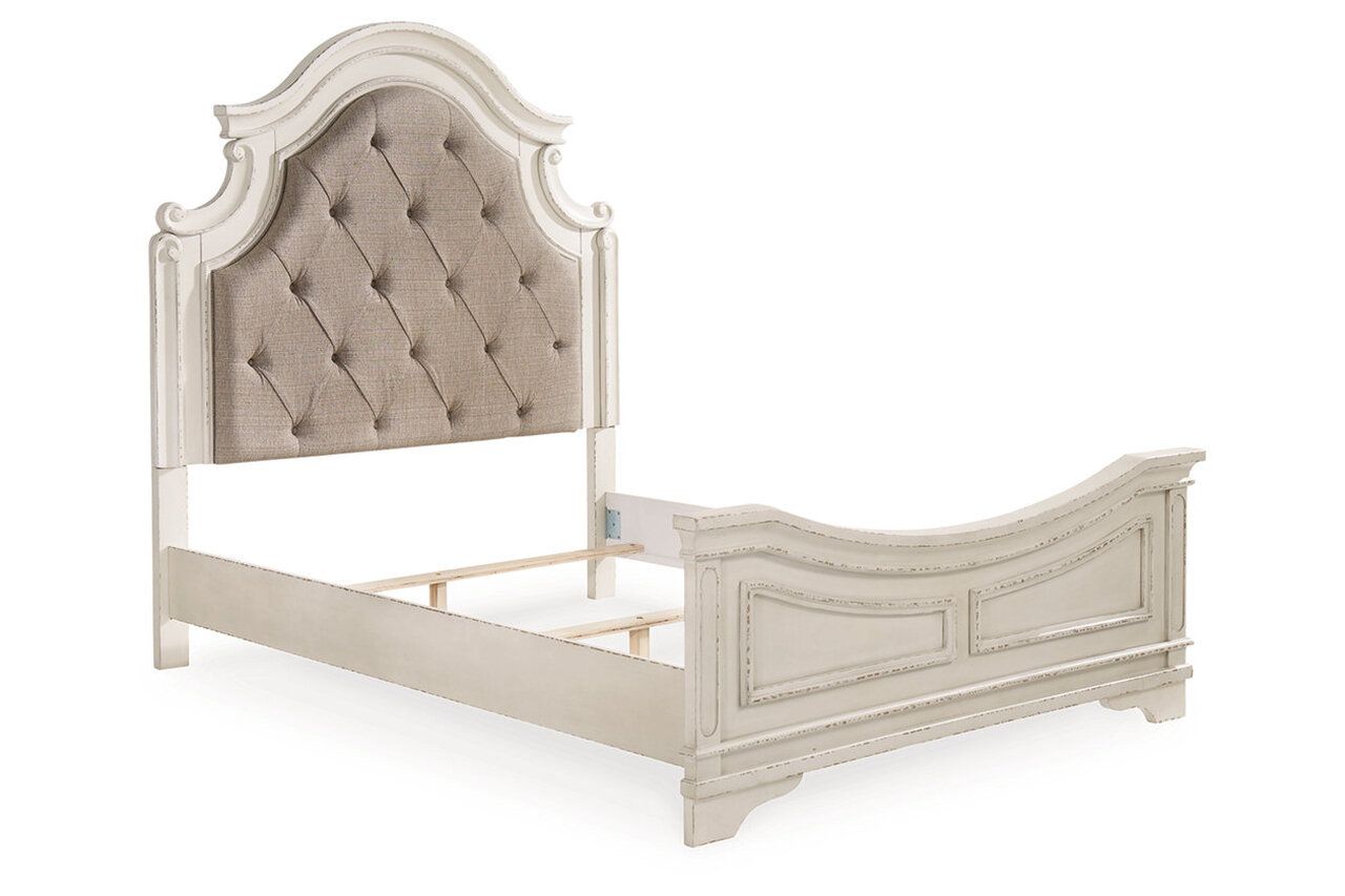 Realyn Two Tone Queen Upholstered Panel Bed B743B2