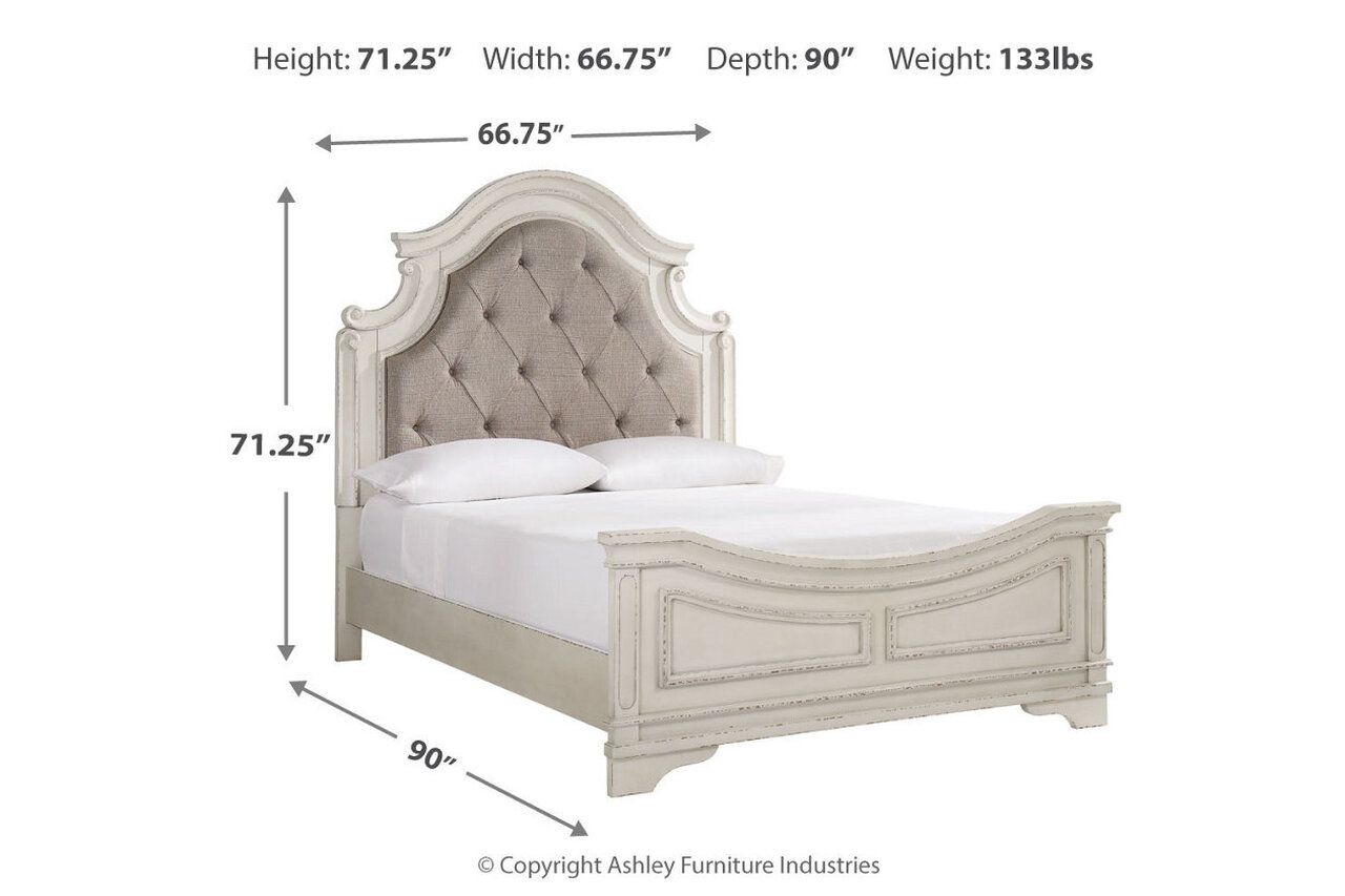 Realyn Two Tone Queen Upholstered Panel Bed B743B2