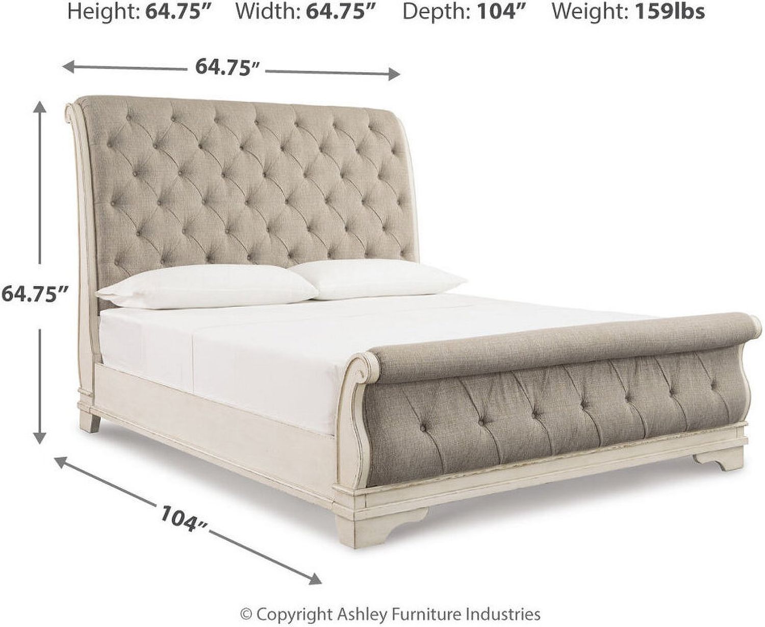 Realyn Queen Sleigh Bed In Chipped White B743B4