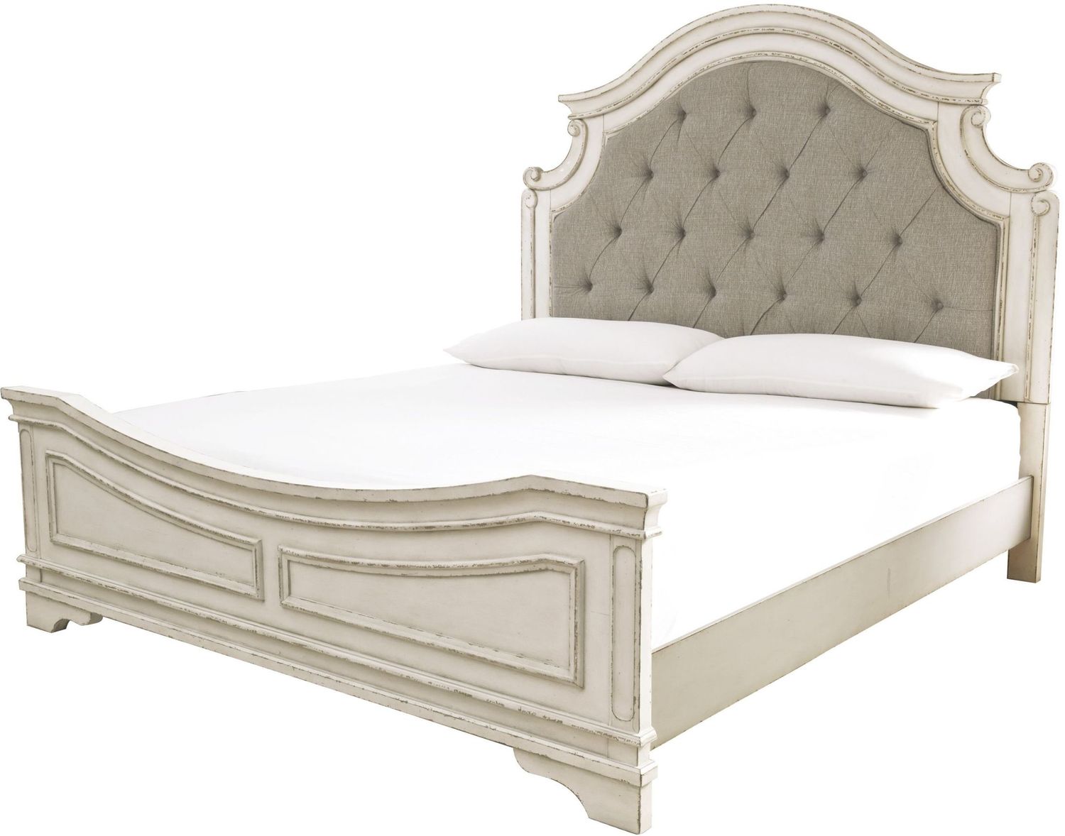 Realyn Two Tone King Upholstered Panel Bed B743B6