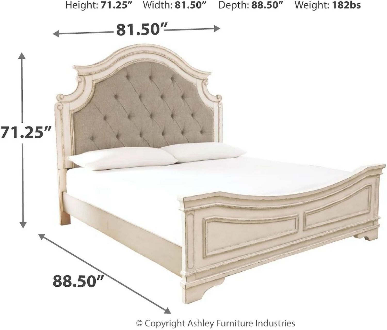 Realyn Two Tone King Upholstered Panel Bed B743B6