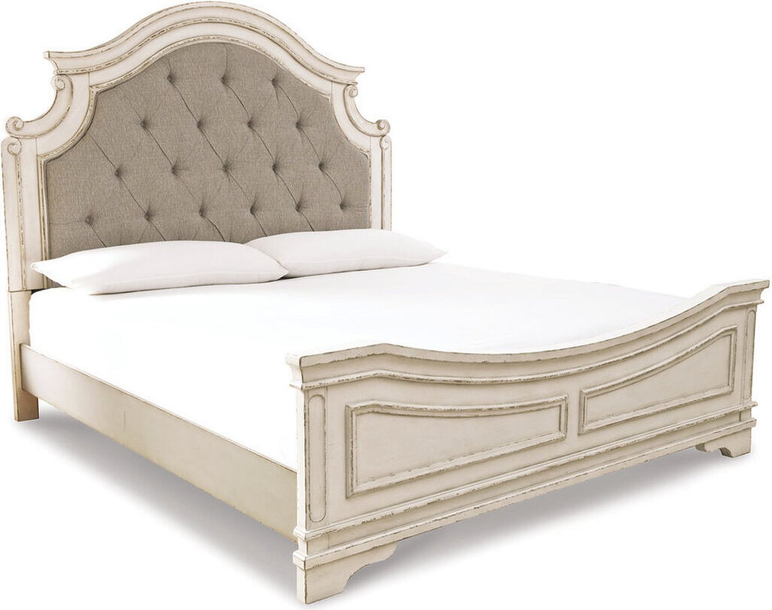 Realyn Two Tone King Upholstered Panel Bed B743B6