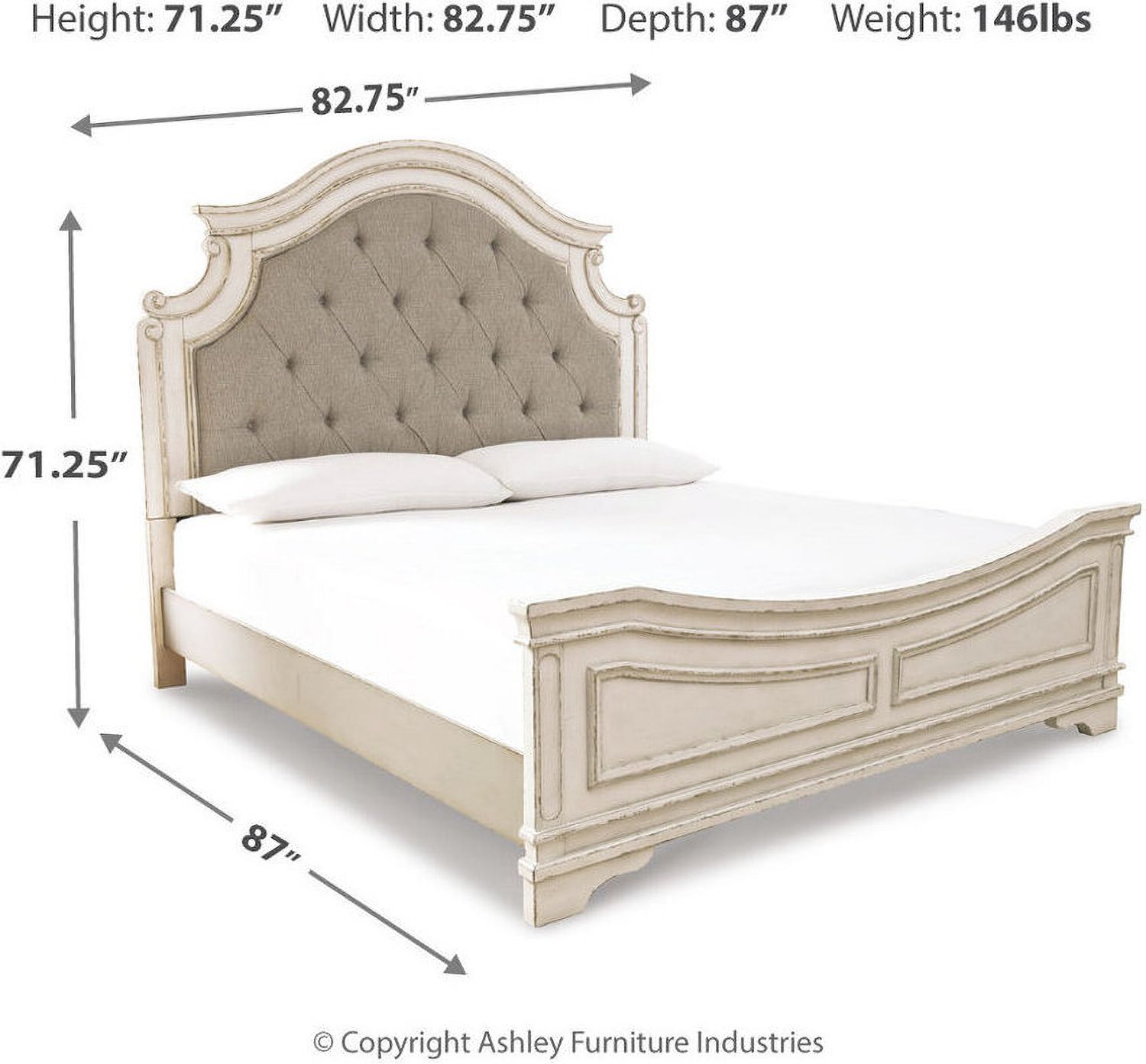 Realyn Two Tone King Upholstered Panel Bed B743B6