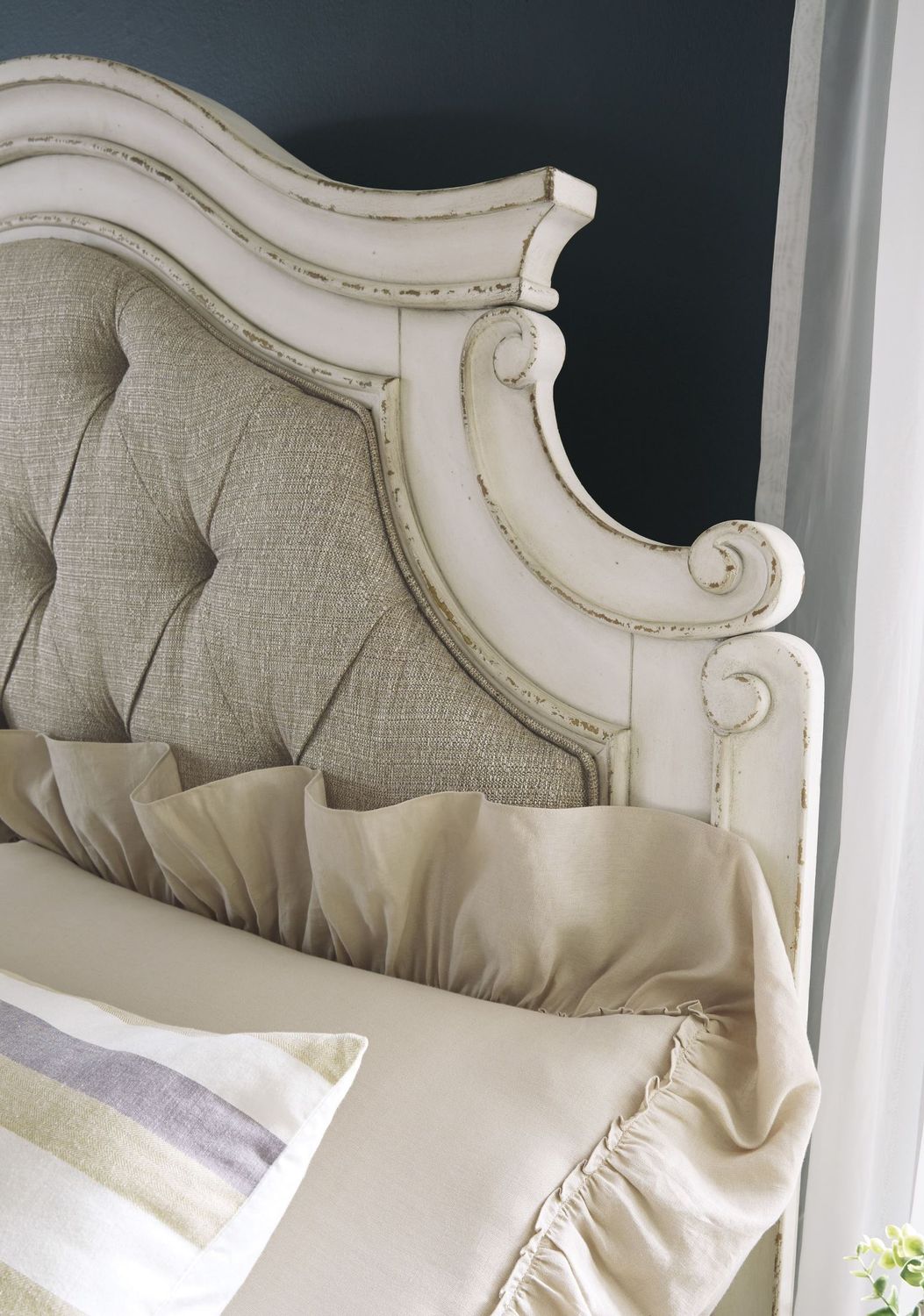 Realyn Two Tone Cal. King Upholstered Panel Bed B743B7