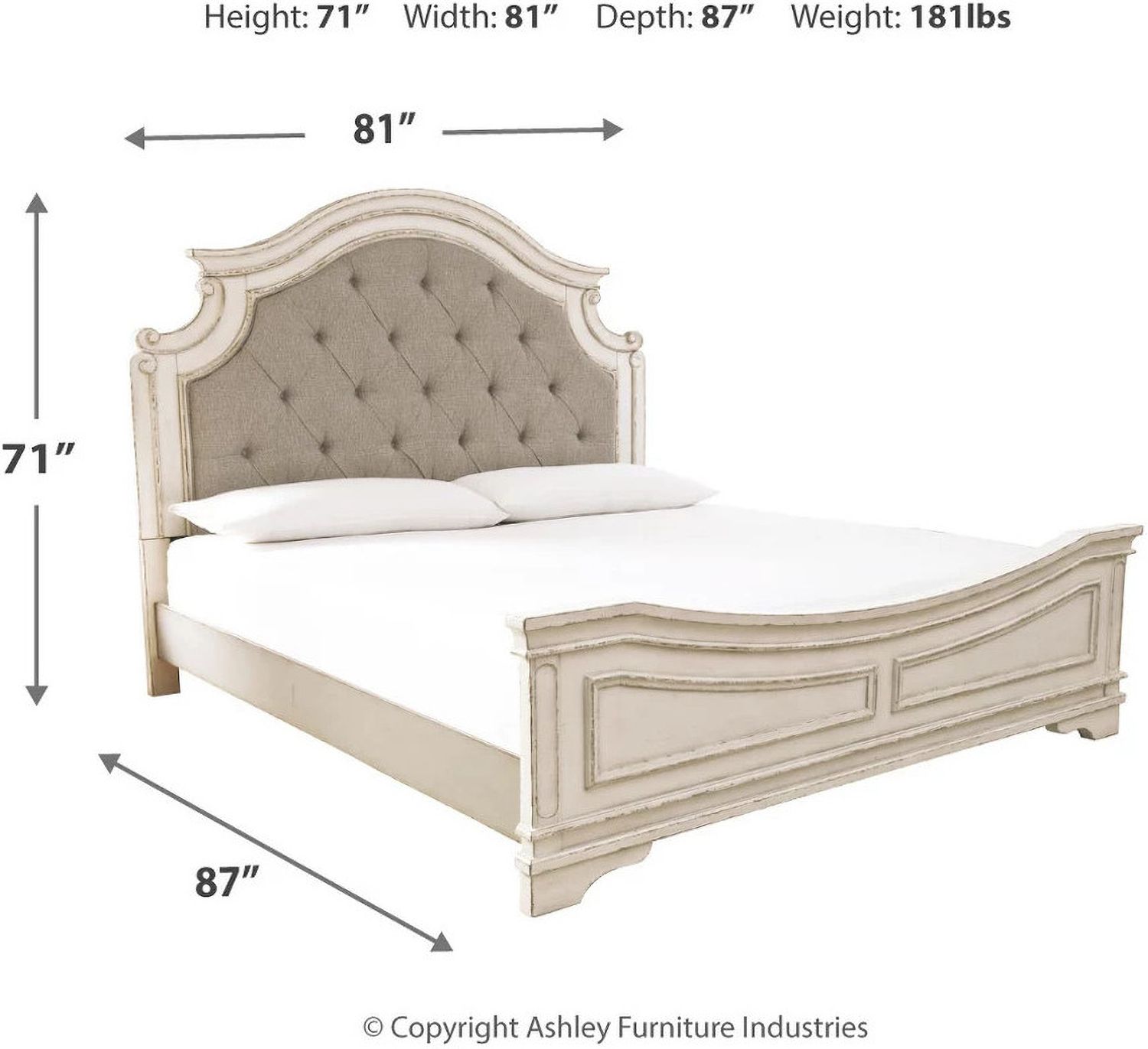 Realyn Two Tone Cal. King Upholstered Panel Bed B743B7