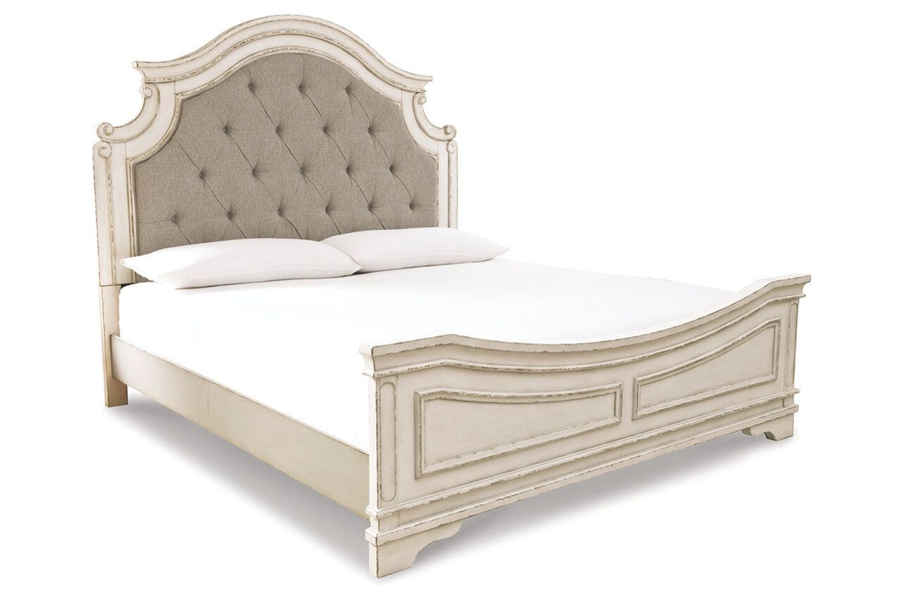 Realyn Two Tone Cal. King Upholstered Panel Bed B743B7