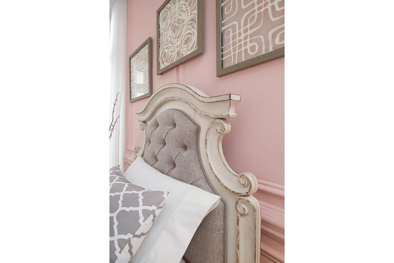Realyn Two Tone Cal. King Upholstered Panel Bed B743B7