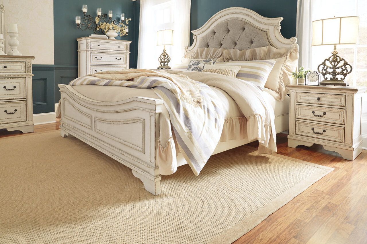 Realyn Two Tone Cal. King Upholstered Panel Bed B743B7