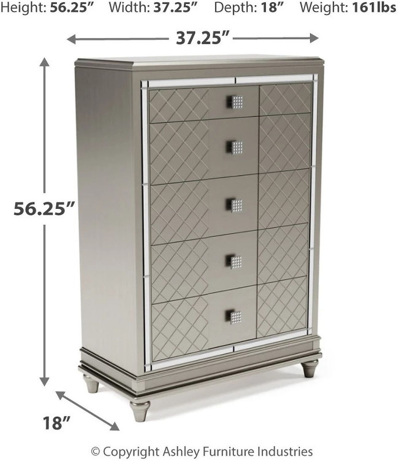 Chevanna Platinum Five Drawer Chest B74446