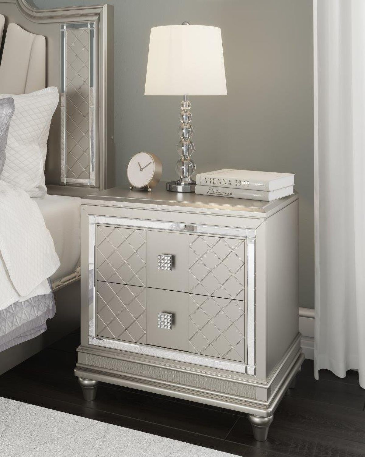 Chevanna Platinum Two Drawer Night Stand B74492