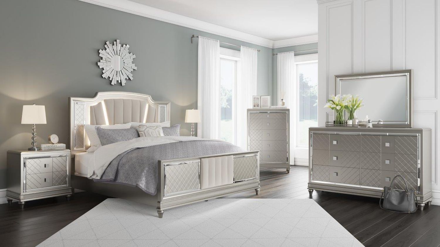 Chevanna Platinum Two Drawer Night Stand B74492