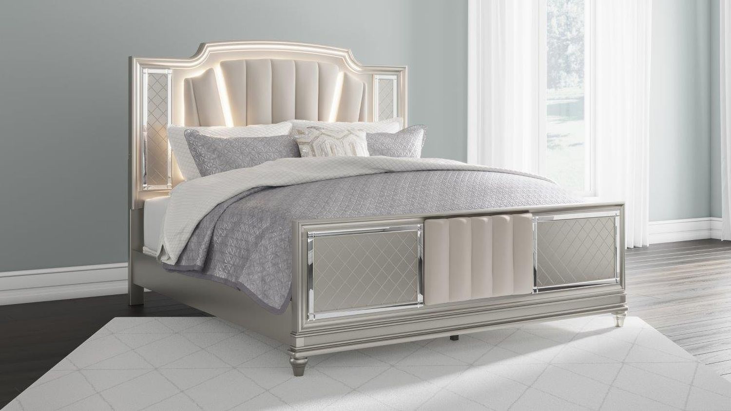 Chevanna Platinum King Upholstered Panel Bed B744B3