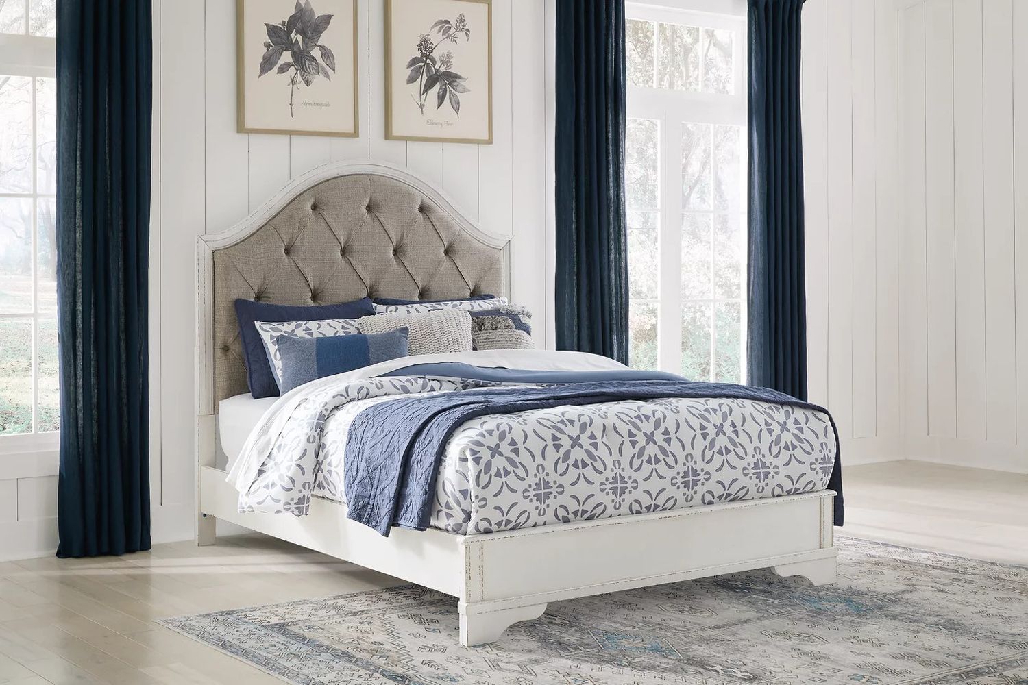 Blendon Queen Upholstered Panel Bed In Rustic Brown B747B2